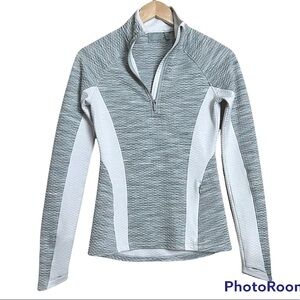 Athleta 1/2 Zip Gray and White Top XXS